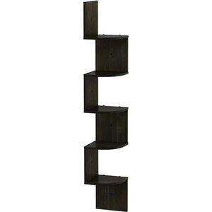 Wall Mount Floating Corner Shelf, 5-Tier Radial, Espresso